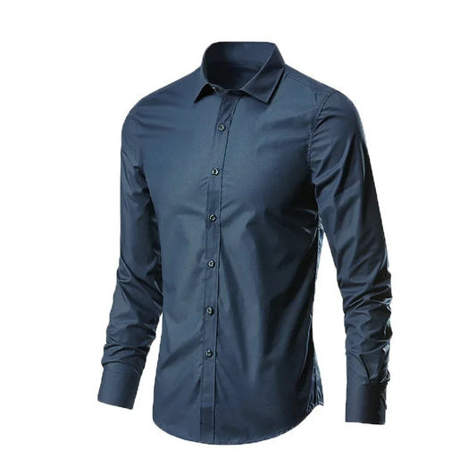 Solid Color Long Sleeve Slim Fit Casual Shirt