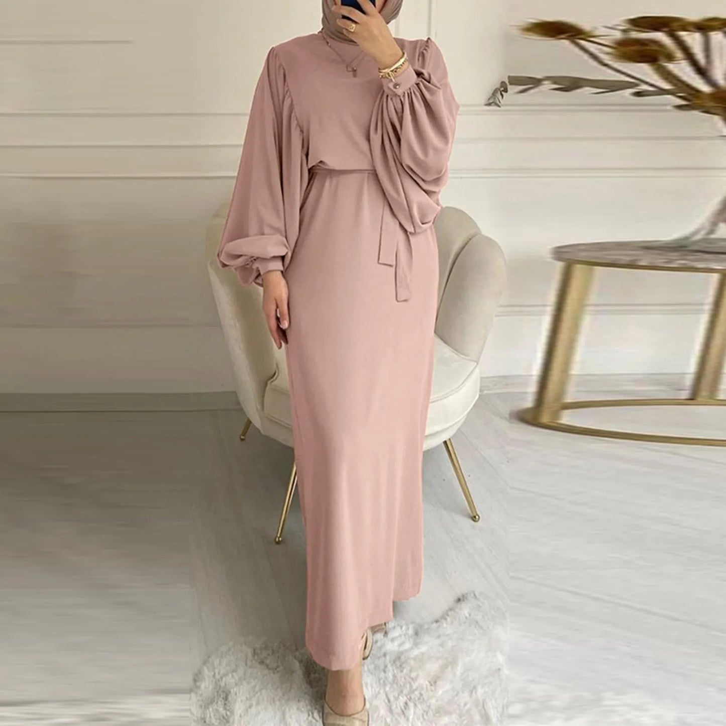 Fashion Lace-up Muslim Dress